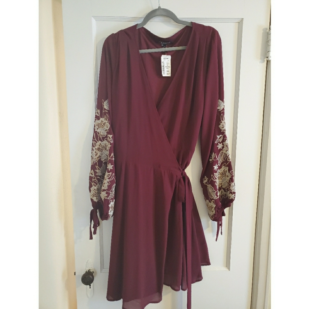 Wine colored wrap dress